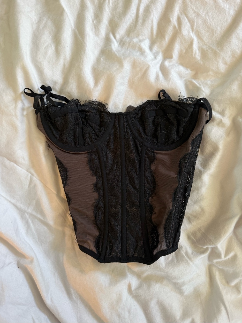 Urban Outfitters Black Lace Bustier Crop Top